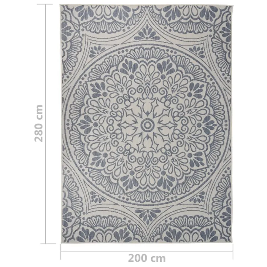 Tapis à tissage plat d'extérieur 200x280 cm Motif bleu - 6