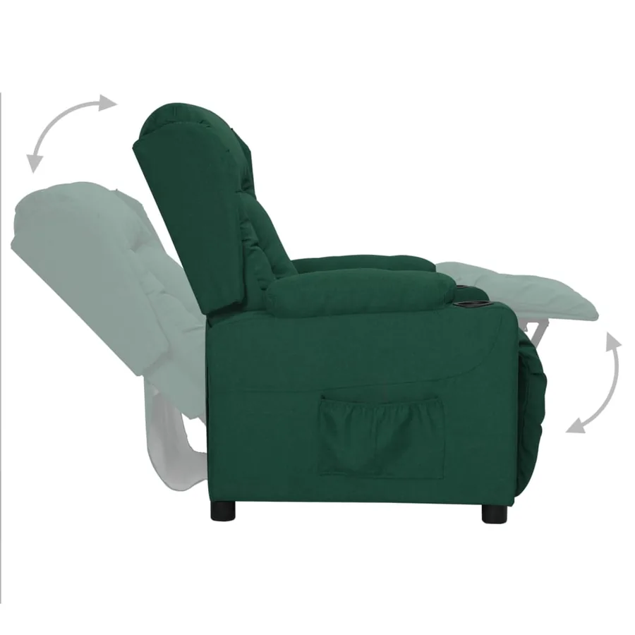 Fauteuil inclinable Vert foncé Tissu - 4