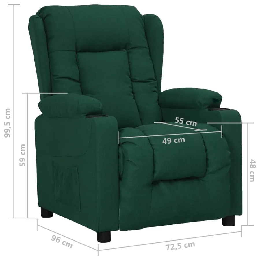 Fauteuil inclinable Vert foncé Tissu - 8