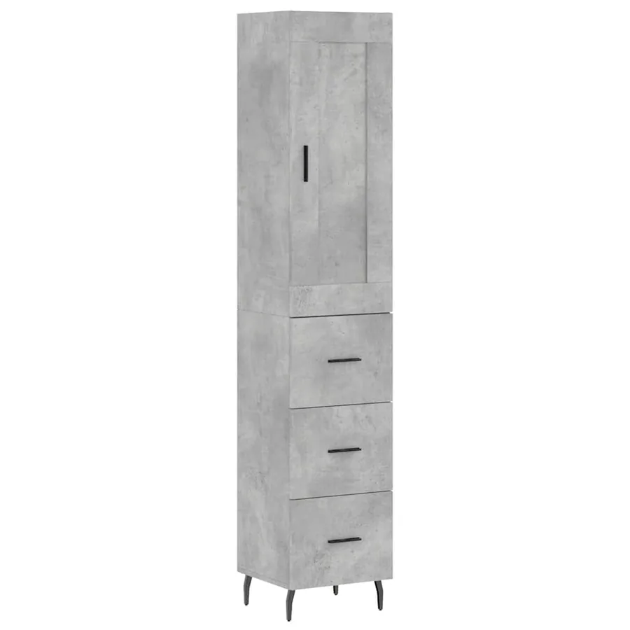 Buffet haut Gris béton 34,5x34x180 cm Bois d'ingénierie - 2