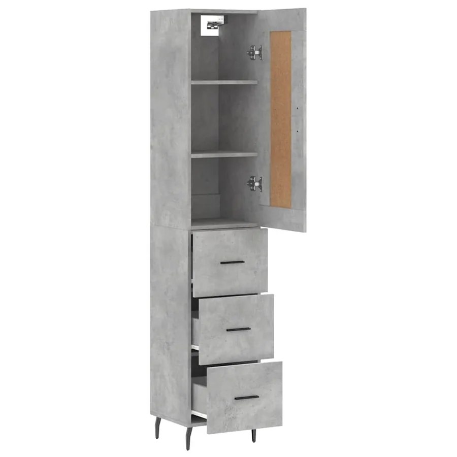 Buffet haut Gris béton 34,5x34x180 cm Bois d'ingénierie - 4