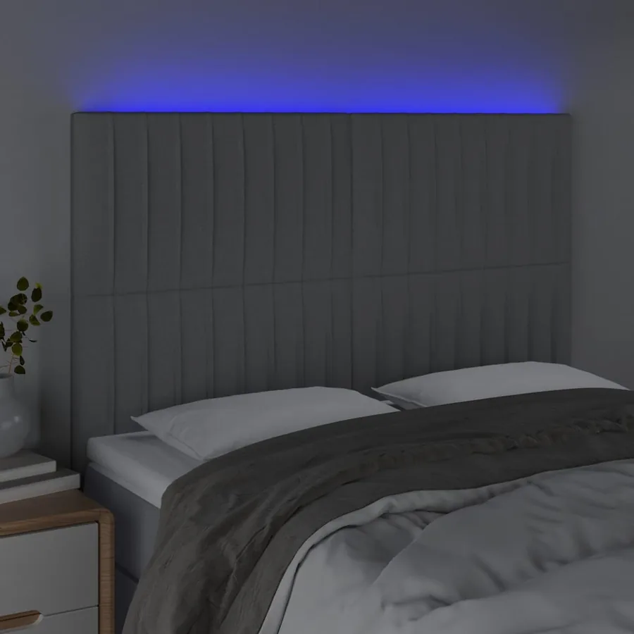 Tête de lit à LED Gris clair 144x5x118/128 cm Tissu - 3