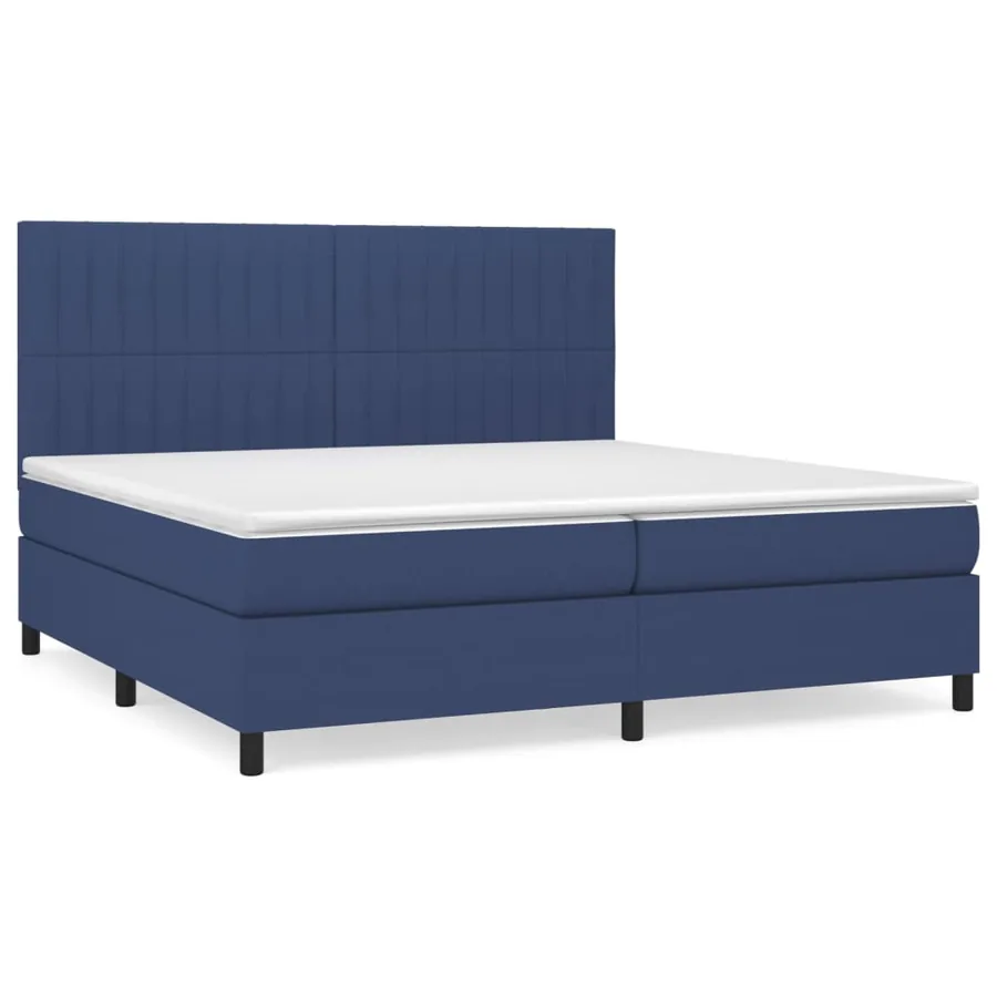 Sommier à lattes de lit avec matelas Bleu 200x200 cm Tissu - 2