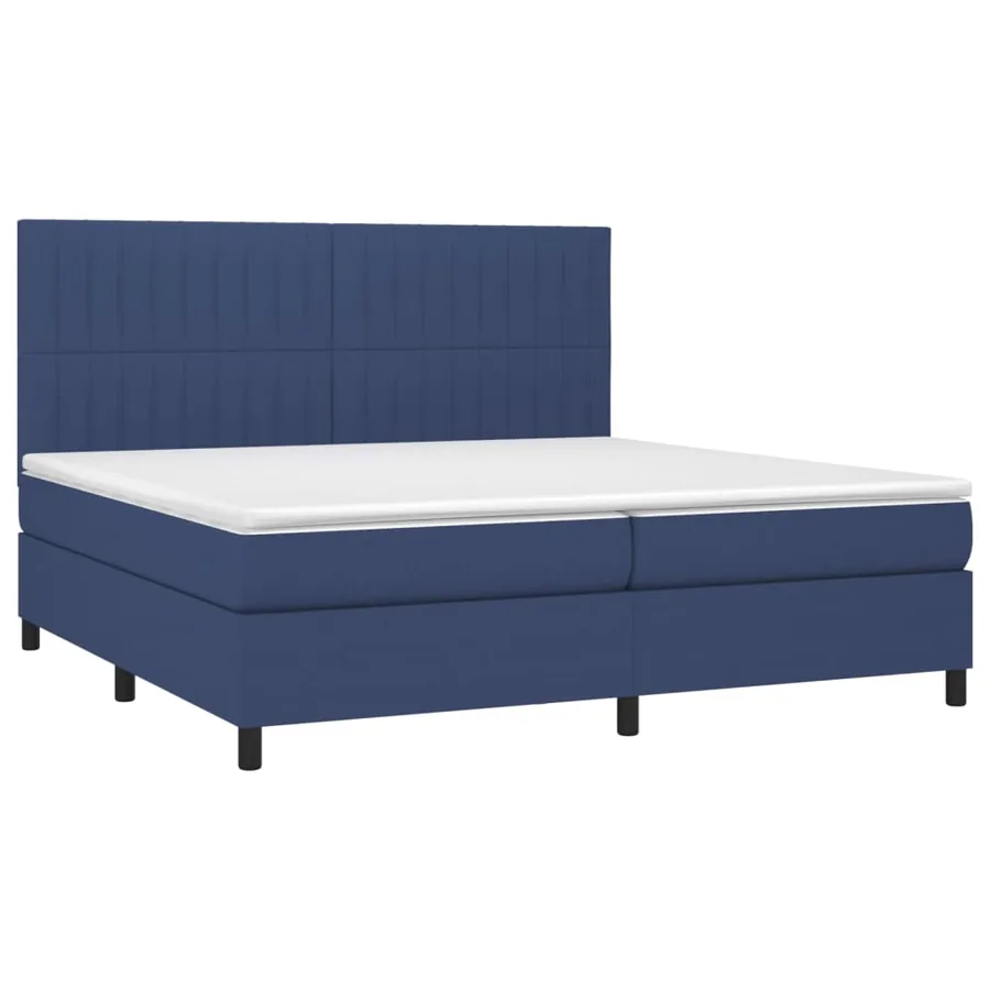 Sommier à lattes de lit avec matelas Bleu 200x200 cm Tissu - 3