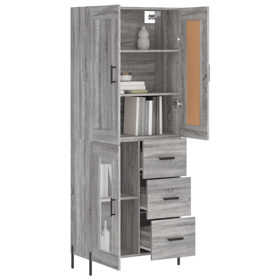 Buffet haut Sonoma gris 69,5x34x180 cm Bois d'ingénierie - 3