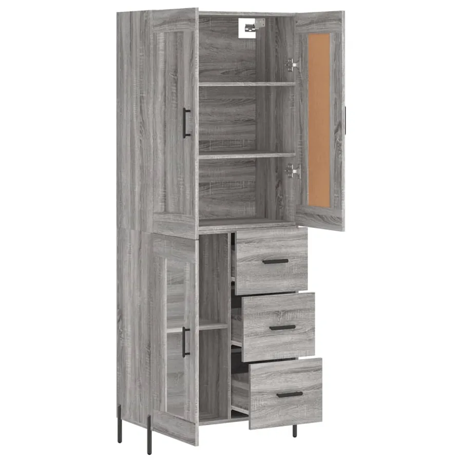Buffet haut Sonoma gris 69,5x34x180 cm Bois d'ingénierie - 4