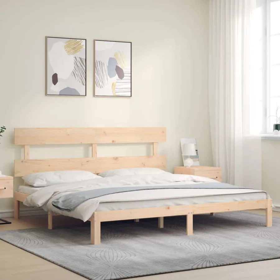 Cadre de lit sans matelas 200x200 cm bois massif de pin - 3