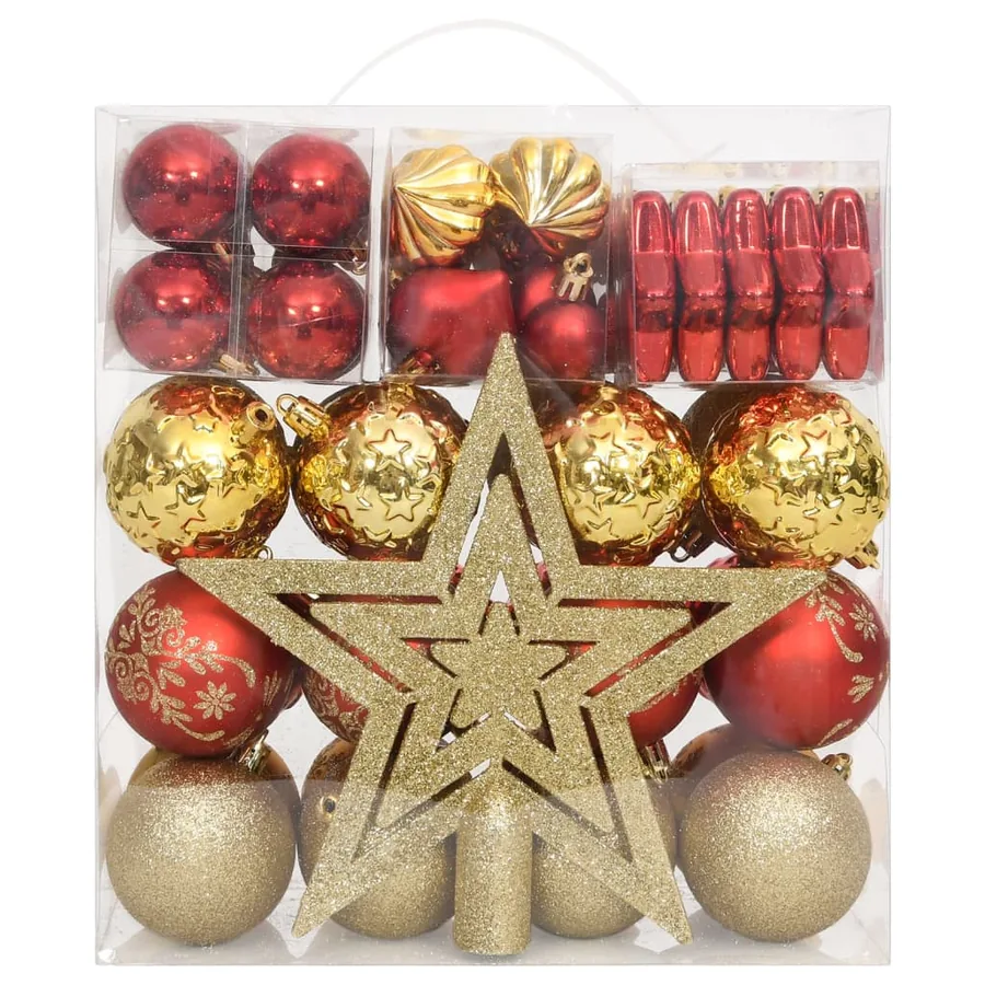 Ensemble de boules de Noël 70 pcs Doré et rouge - 2