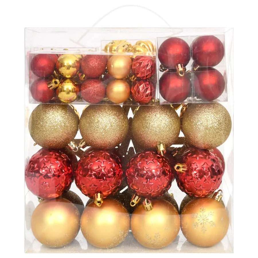 Ensemble de boules de Noël 70 pcs Doré et rouge - 3