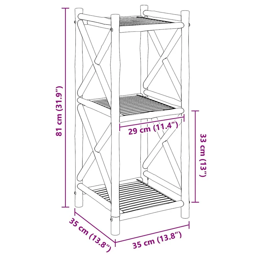 Étagère à 3 niveaux carré bambou - 8