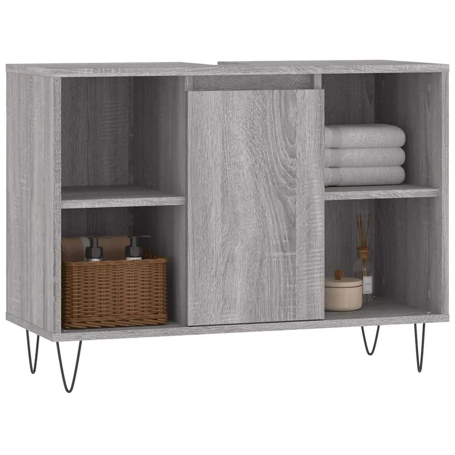Armoire salle de bain sonoma gris 80x33x60 cm bois d'ingénierie - 3