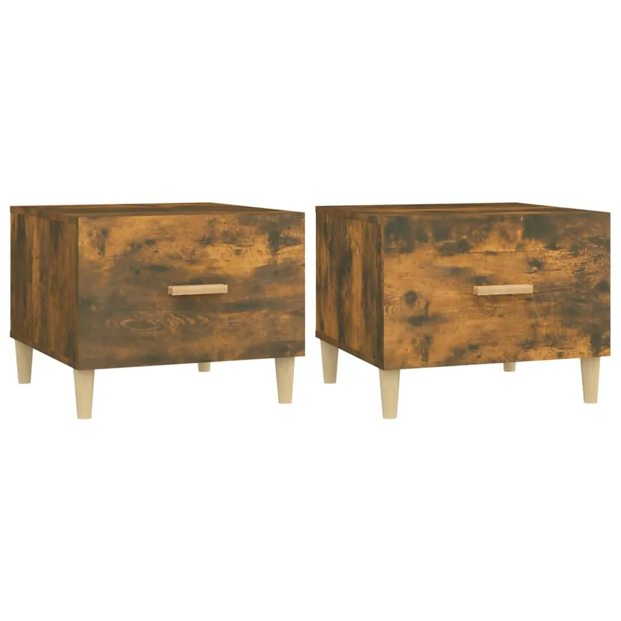 Tables basses 2 pcs chêne fumé 50x50x40 cm bois d'ingénierie - 2