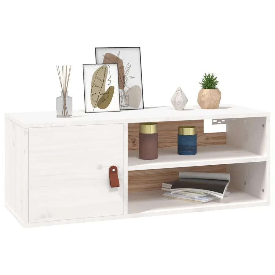Armoire murale Blanc 80x30x30 cm Bois de pin massif - 4