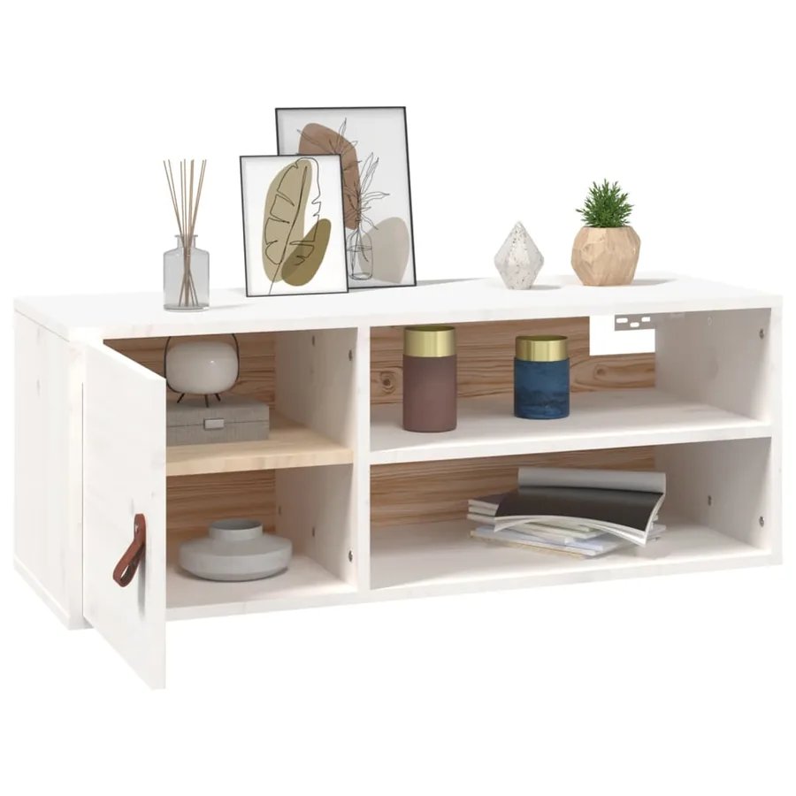 Armoire murale Blanc 80x30x30 cm Bois de pin massif - 5