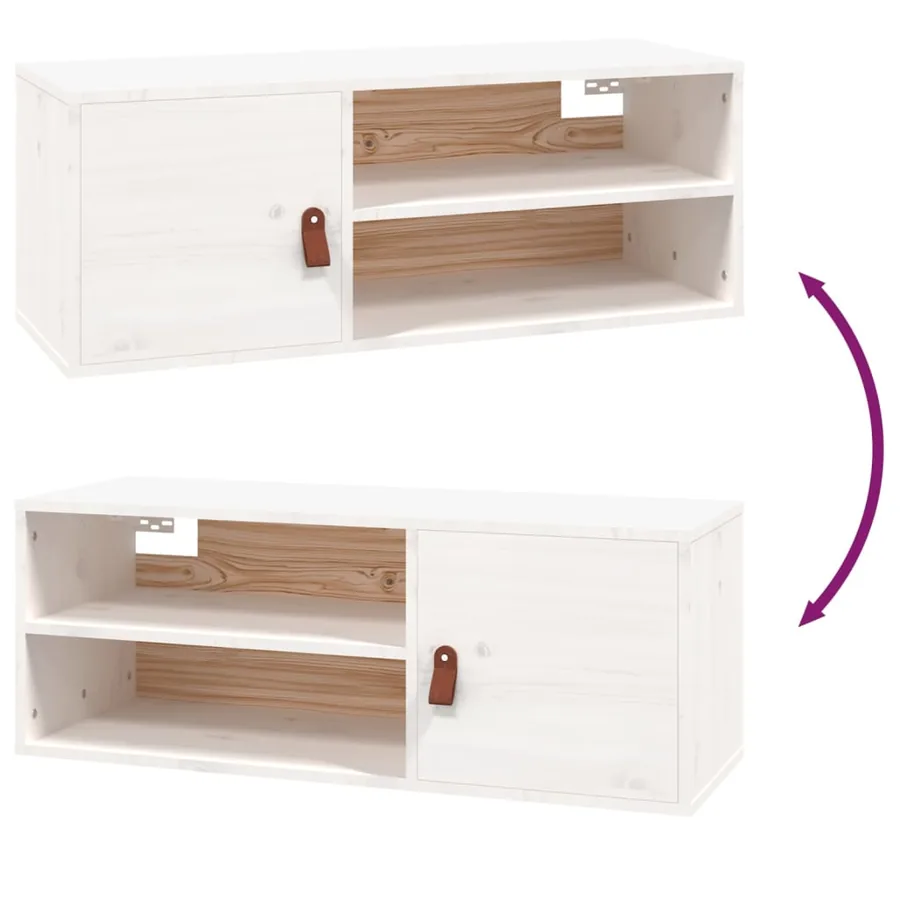 Armoire murale Blanc 80x30x30 cm Bois de pin massif - 9
