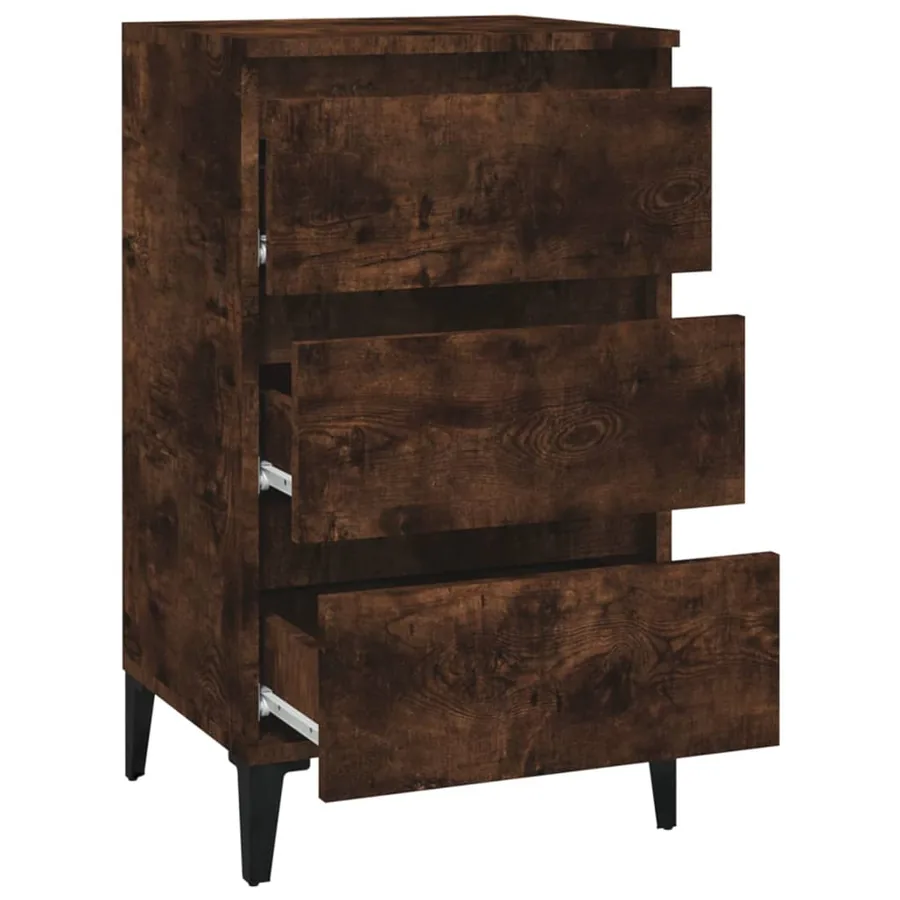 Table de chevet chêne fumé 40x35x70 cm bois d'ingénierie - 6