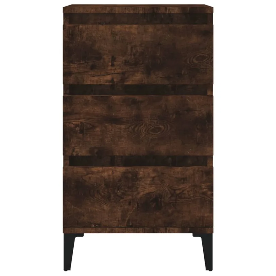 Table de chevet chêne fumé 40x35x70 cm bois d'ingénierie - 7