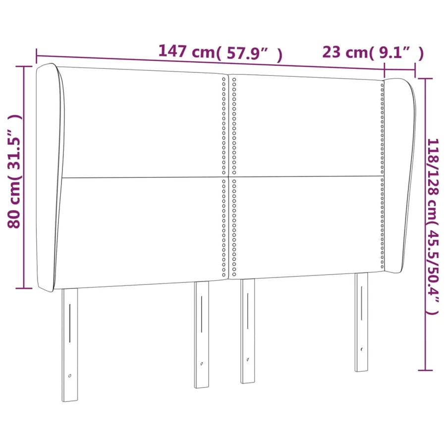 Tête de lit avec oreilles Marron foncé 147x23x118/128 cm Tissu - 9