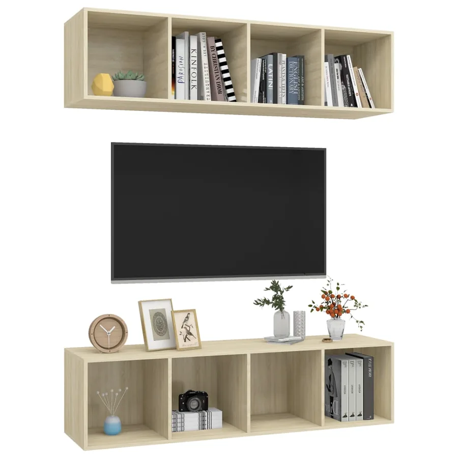 Meubles TV muraux 2 pcs Chêne sonoma Bois d'ingénierie - 3
