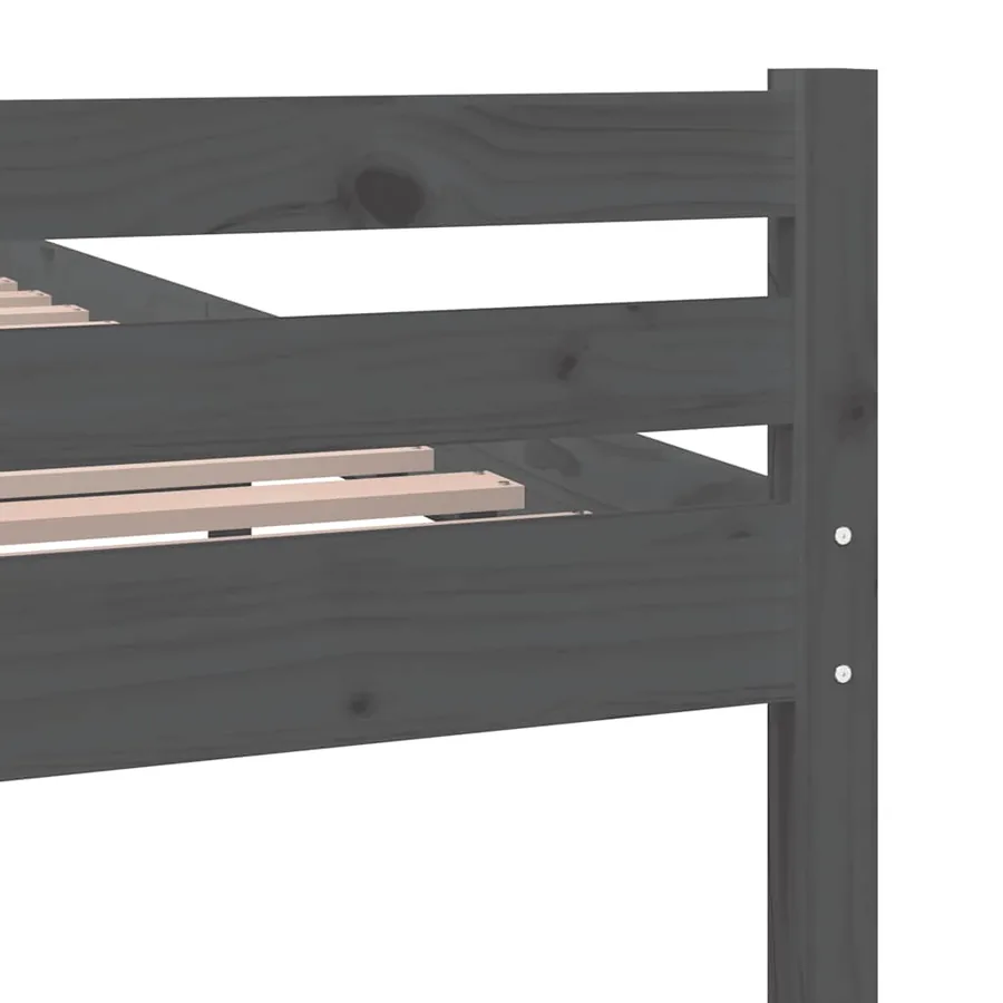 Cadre de lit sans matelas gris bois massif 140x190 cm - 7