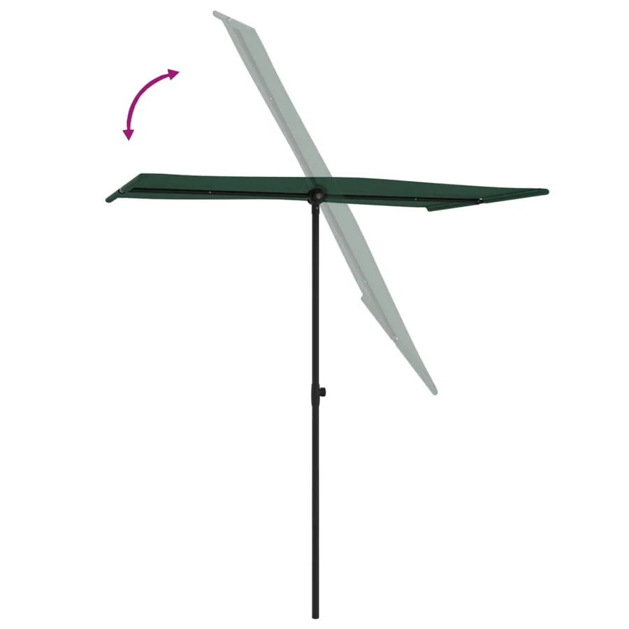 Parasol de jardin avec mât en aluminium 180x110 cm vert - 6