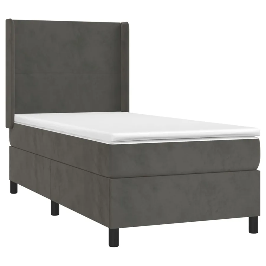 Sommier à lattes de lit et matelas Gris foncé 90x190 cm Velours - 3