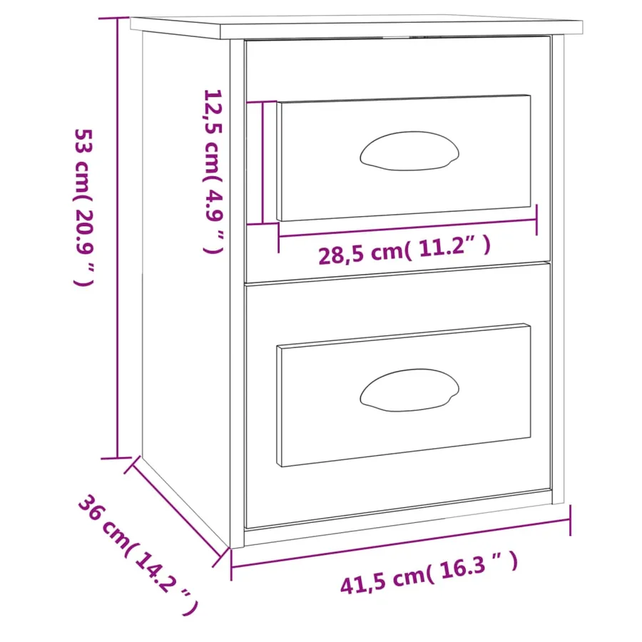 Table de chevet murale sonoma gris 41,5x36x53 cm - 11