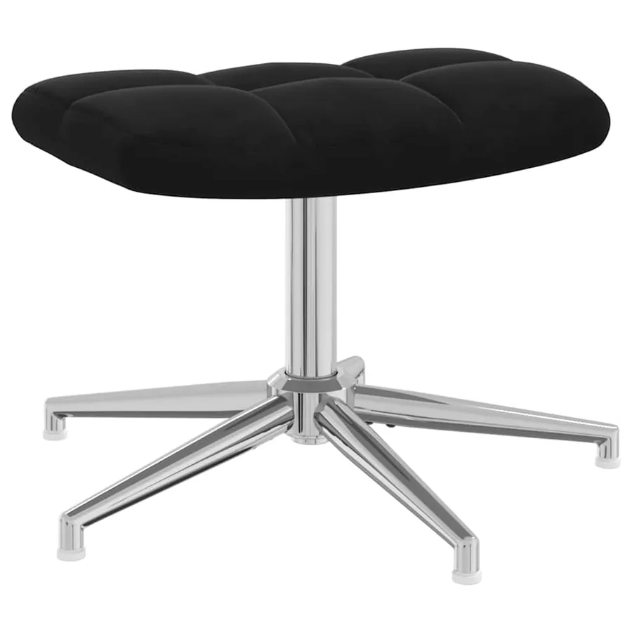 Chaise de relaxation avec tabouret Noir Velours - 9
