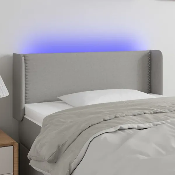 Tête de lit à LED Gris clair 103x16x78/88 cm Tissu