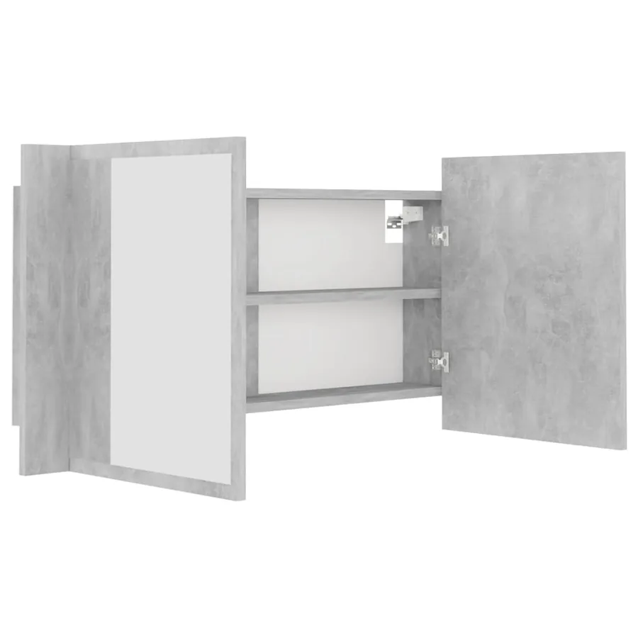 Armoire de salle de bain à miroir LED Gris béton Acrylique - 11