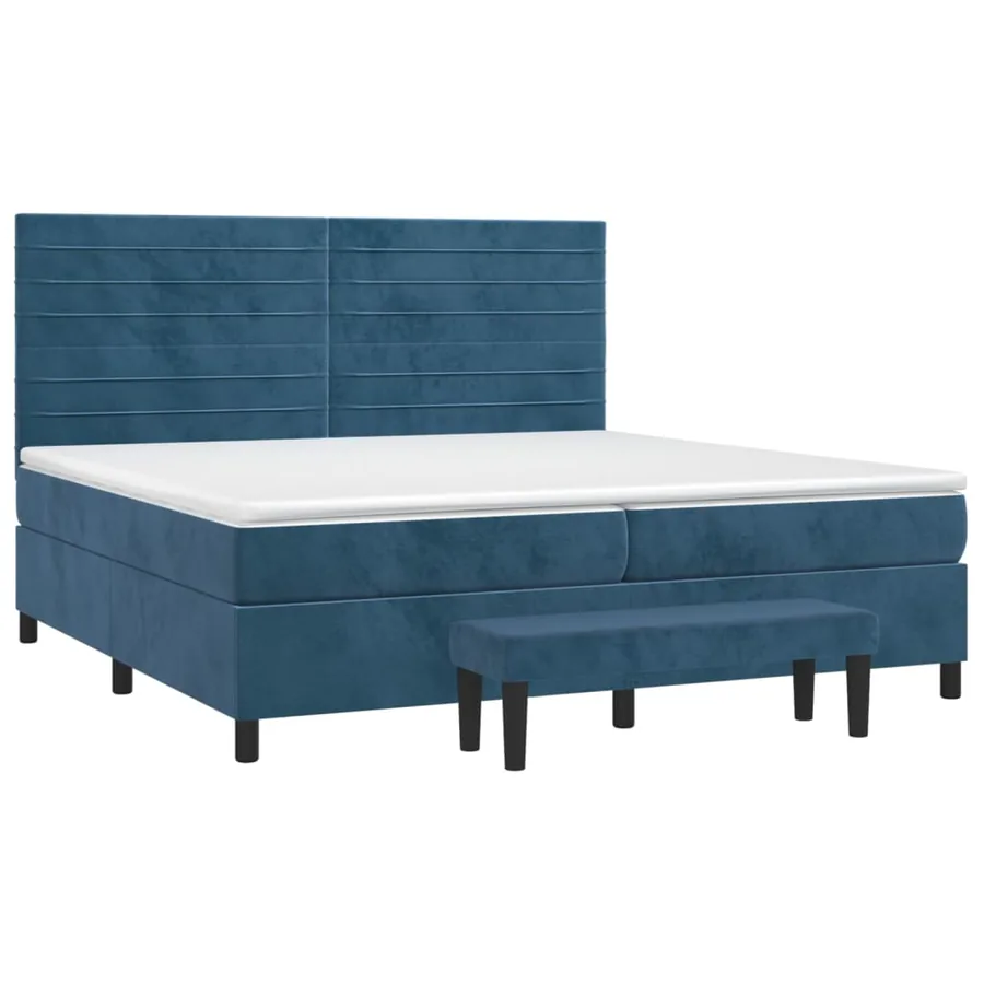 Sommier à lattes de lit et matelas Bleu foncé 200x200cm Velours - 3