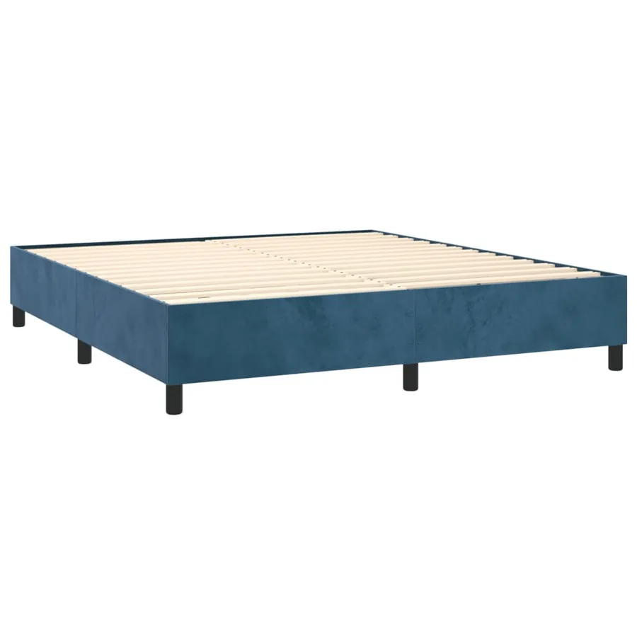 Sommier à lattes de lit et matelas Bleu foncé 200x200cm Velours - 4