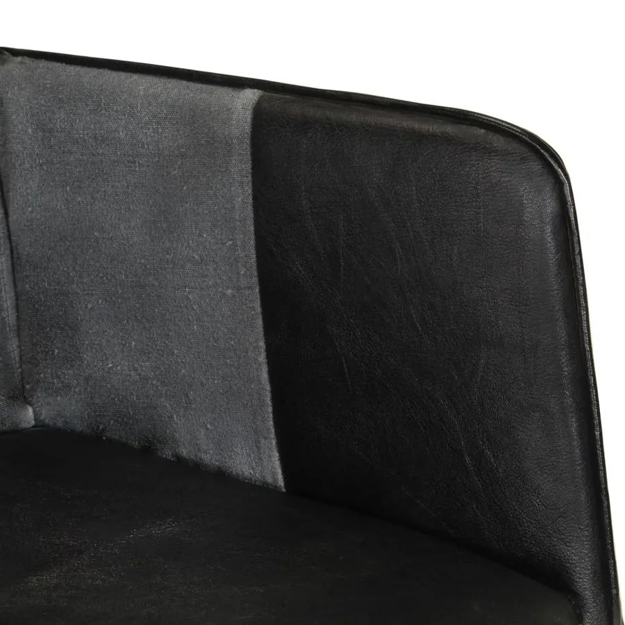 Chaise à oreilles Noir et gris Cuir véritable - 7