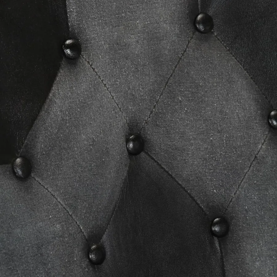 Chaise à oreilles Noir et gris Cuir véritable - 8