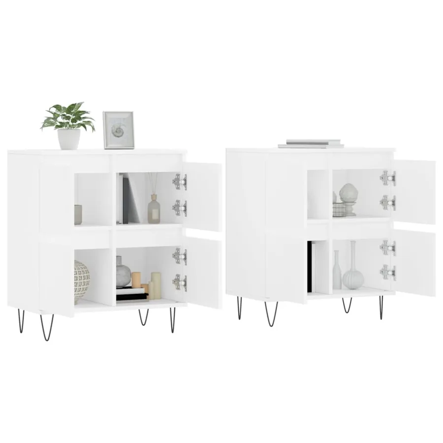 Buffets 2 pcs blanc bois d'ingénierie - 3