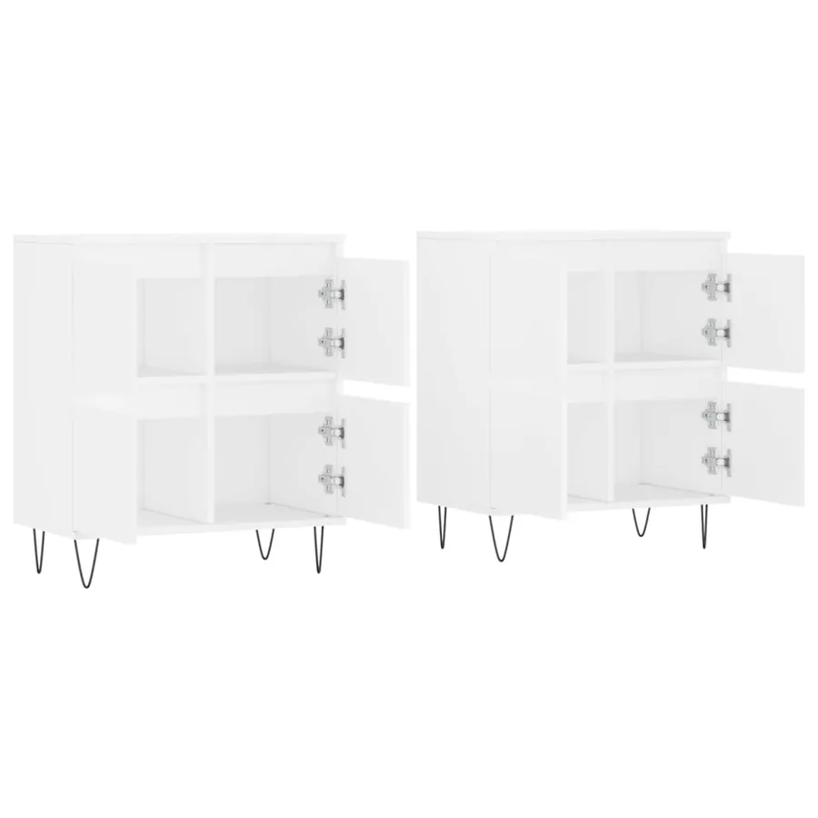 Buffets 2 pcs blanc bois d'ingénierie - 4