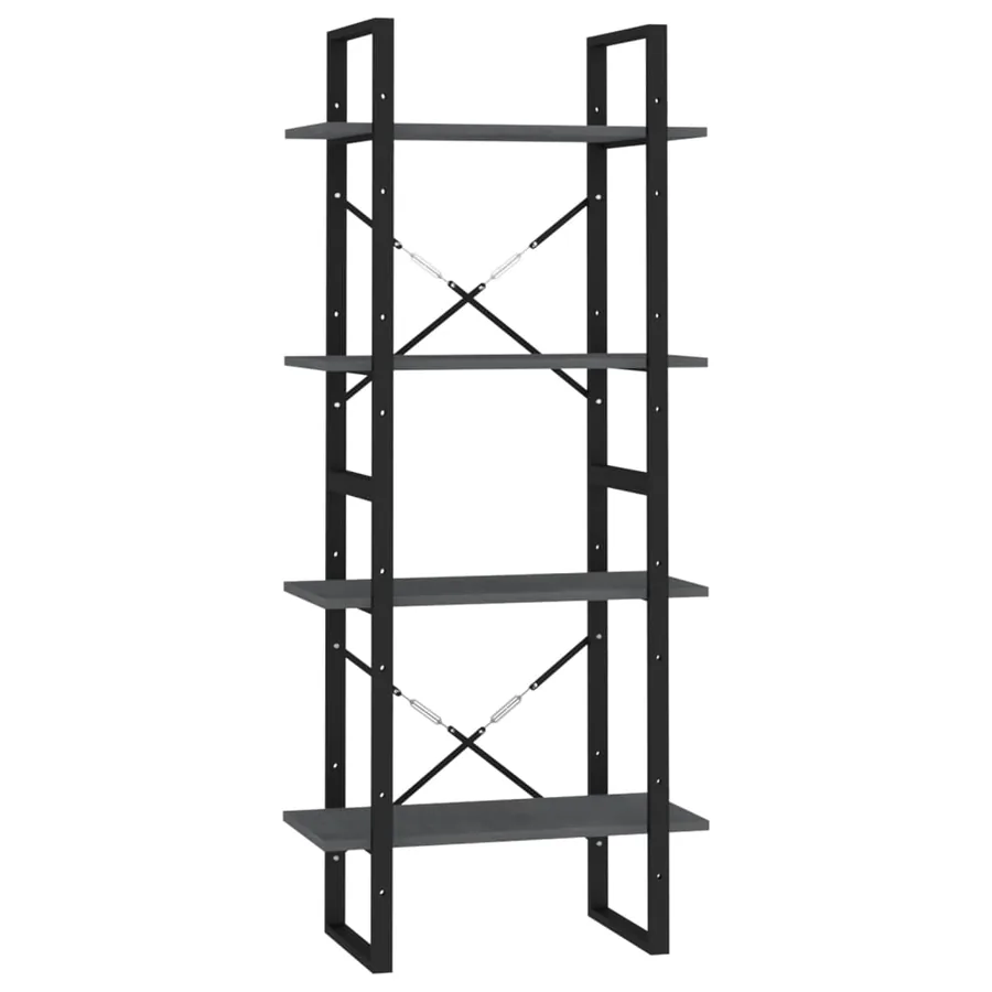 Bibliothèque à 4 niveaux Gris 60x30x140 cm Bois de pin massif - 2
