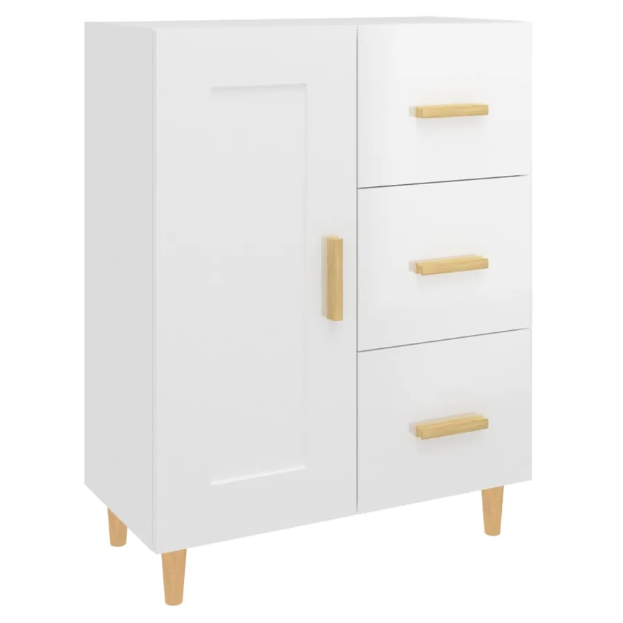 Buffet Blanc brillant 69,5x34x90 cm Bois d'ingénierie - 2