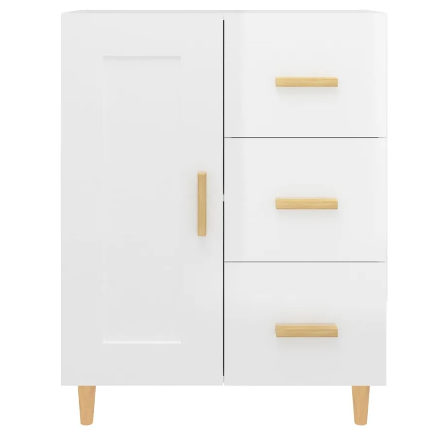 Buffet Blanc brillant 69,5x34x90 cm Bois d'ingénierie - 7