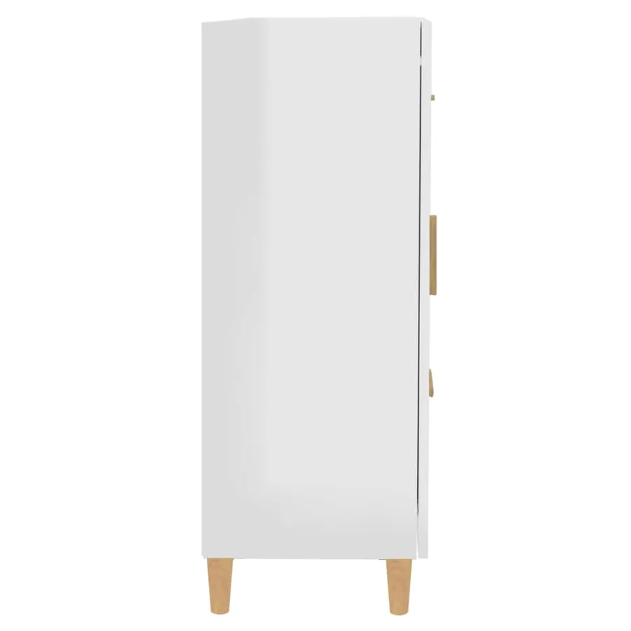 Buffet Blanc brillant 69,5x34x90 cm Bois d'ingénierie - 8