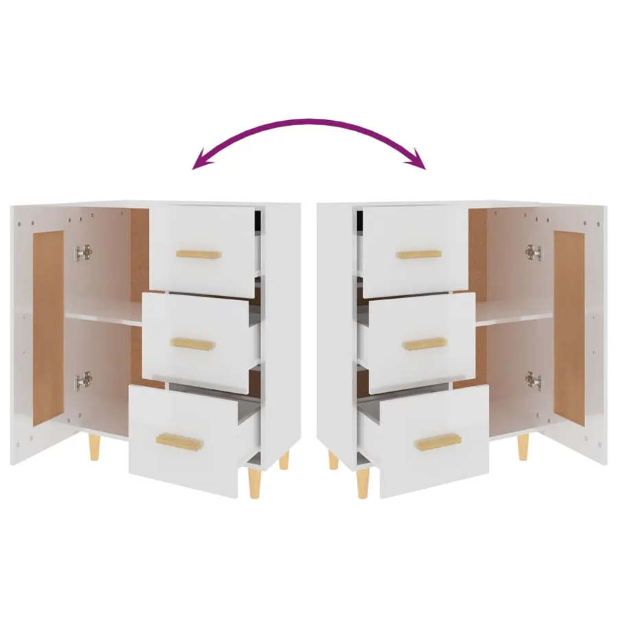Buffet Blanc brillant 69,5x34x90 cm Bois d'ingénierie - 9