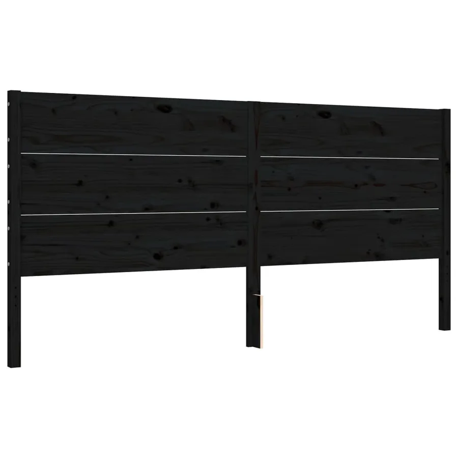 Cadre de lit sans matelas noir 200x200 cm bois massif de pin - 8