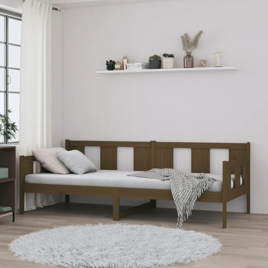 Lit de jour sans matelas marron miel bois pin massif 90x200 cm - 4