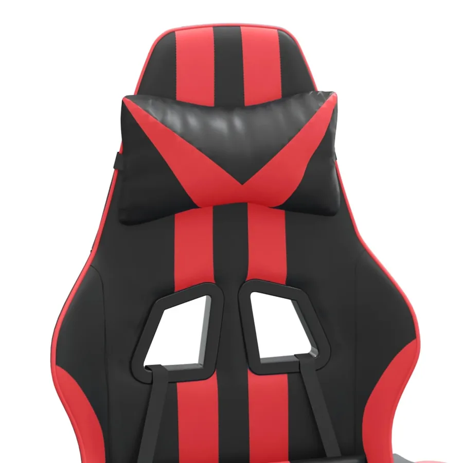 Chaise de jeu pivotante et repose-pied Noir et rouge Similicuir - 8