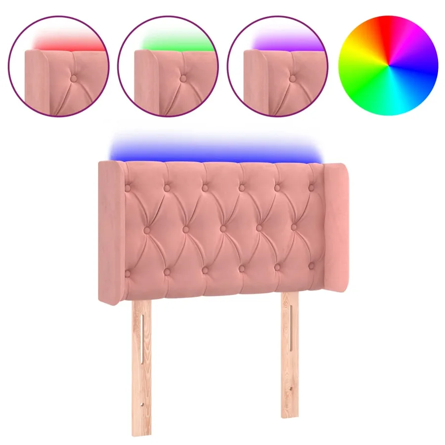 Tête de lit à LED Rose 83x16x78/88 cm Velours - 2