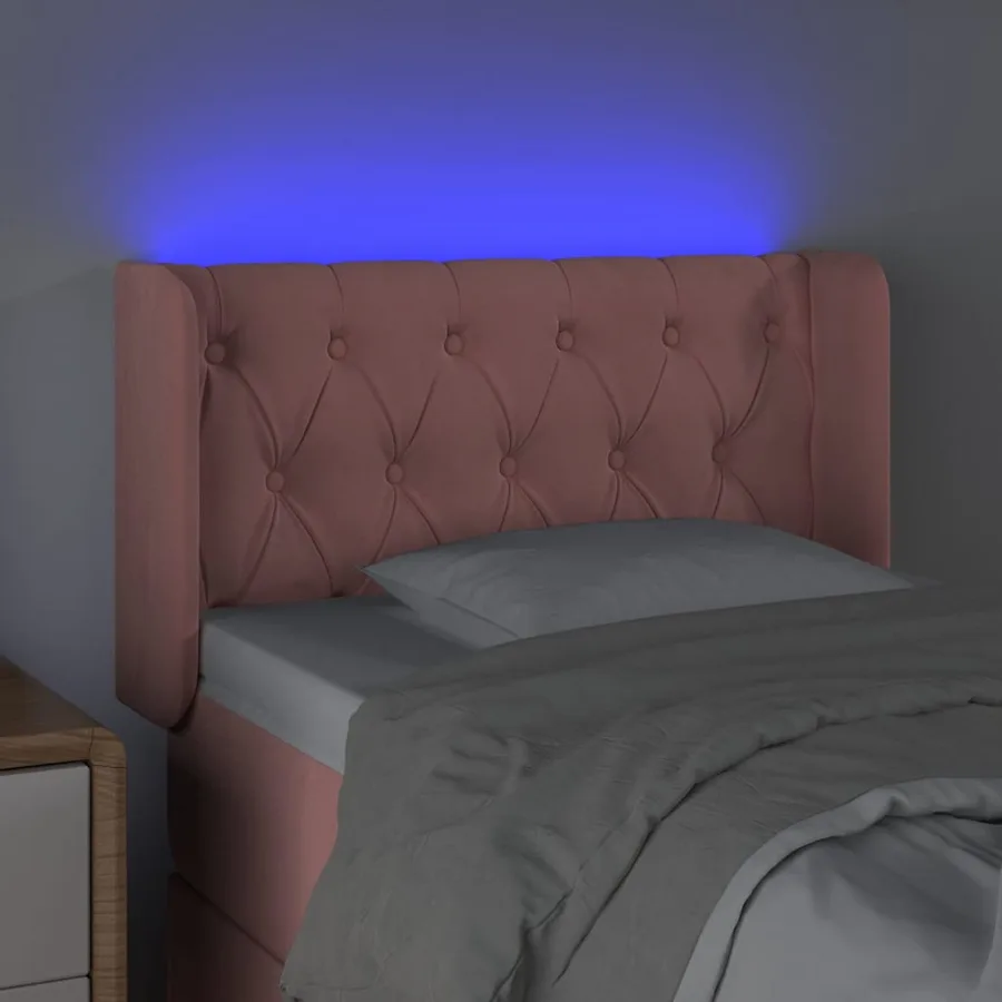 Tête de lit à LED Rose 83x16x78/88 cm Velours - 4
