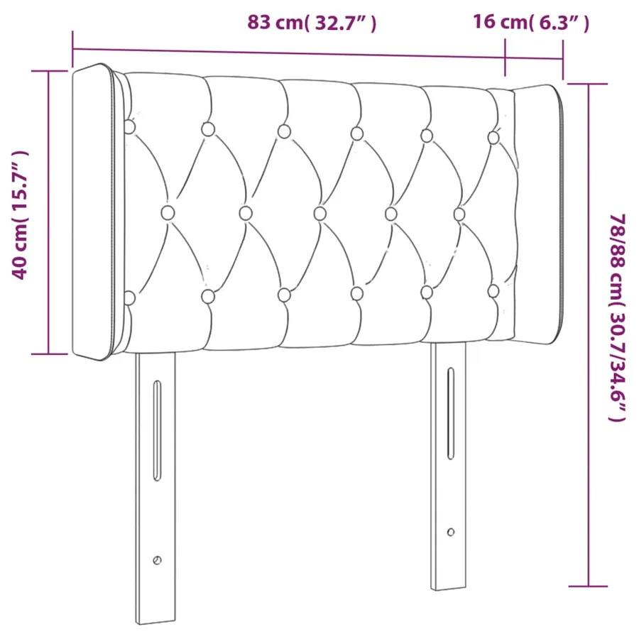 Tête de lit à LED Rose 83x16x78/88 cm Velours - 6