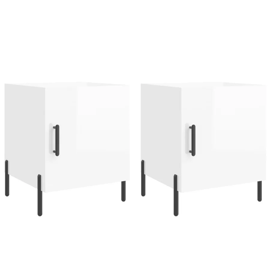 Tables de chevet 2 pcs blanc brillant 40x40x50 cm - 2