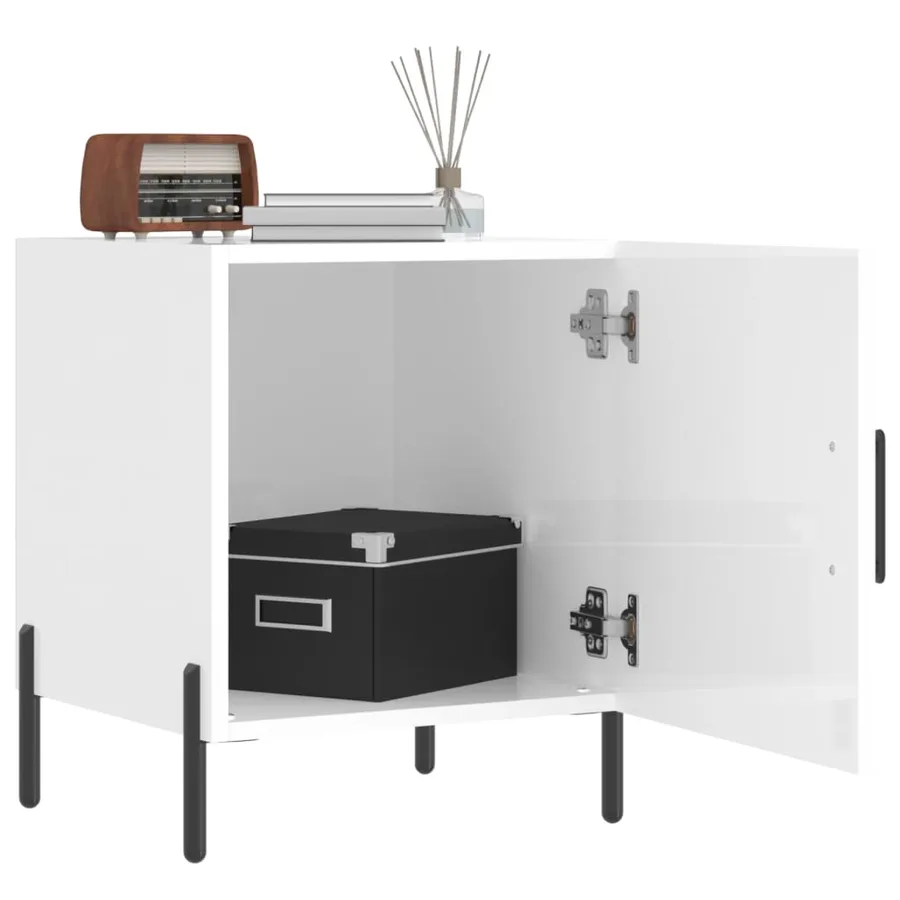 Tables de chevet 2 pcs blanc brillant 40x40x50 cm - 3