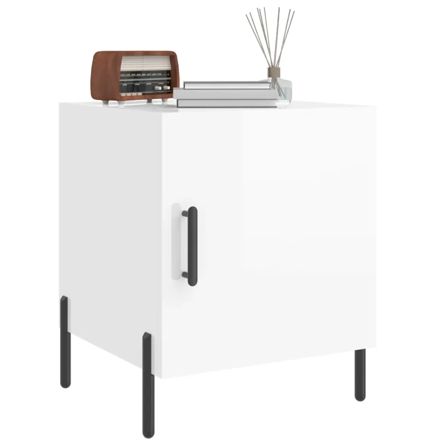 Tables de chevet 2 pcs blanc brillant 40x40x50 cm - 4